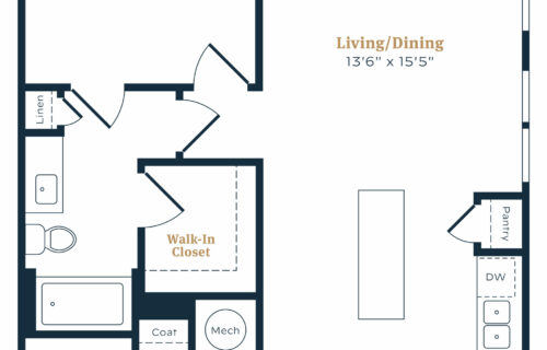 Here to Shake Up Your Expectations - one-bedroom upscale apartment floor plan